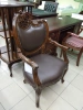 Кресло резное кожаное Brown L  