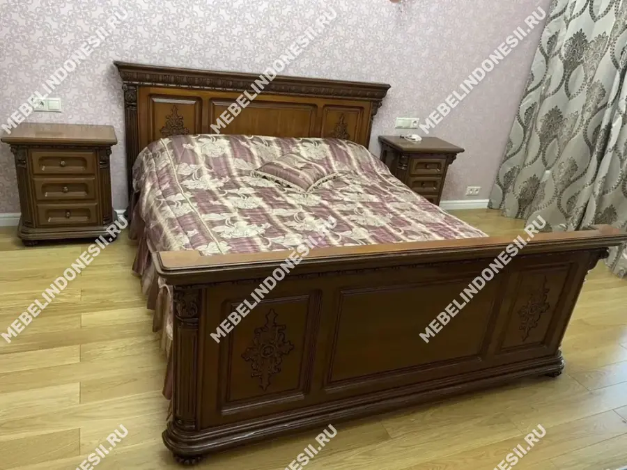 Кровать 200 "Венеция Люкс" Орех 374  купить в интернет магазине Мебель из массива. Звоните +7 495 961-63-63 Кровати из массива дерева