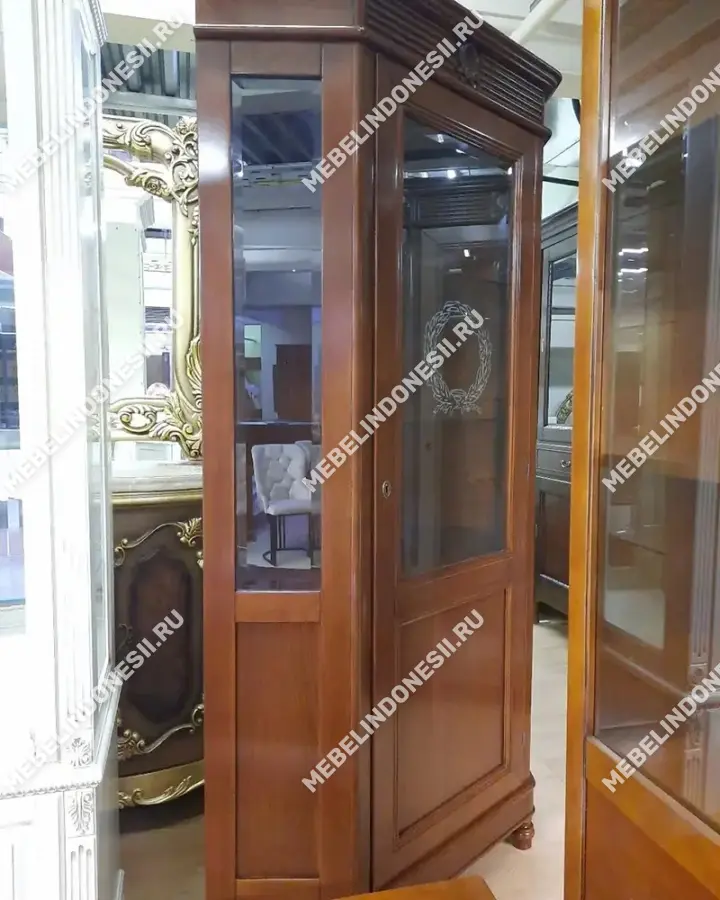 Витрина угловая "Мария Сильва" Орех MS928  купить в интернет магазине Мебель из массива. Звоните +7 495 961-63-63 Витрины из массива дерева