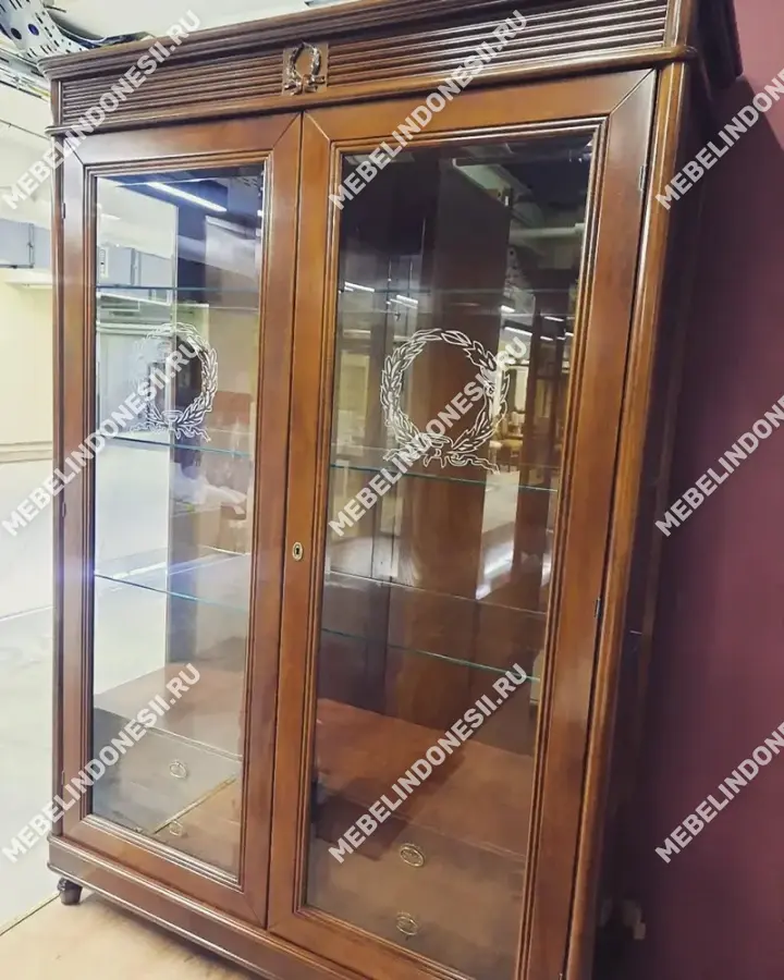 Витрина 2х дверная "Мария Сильва" Слоновая кость MS908B  купить в интернет магазине Мебель из массива. Звоните +7 495 961-63-63 Витрины из массива дерева