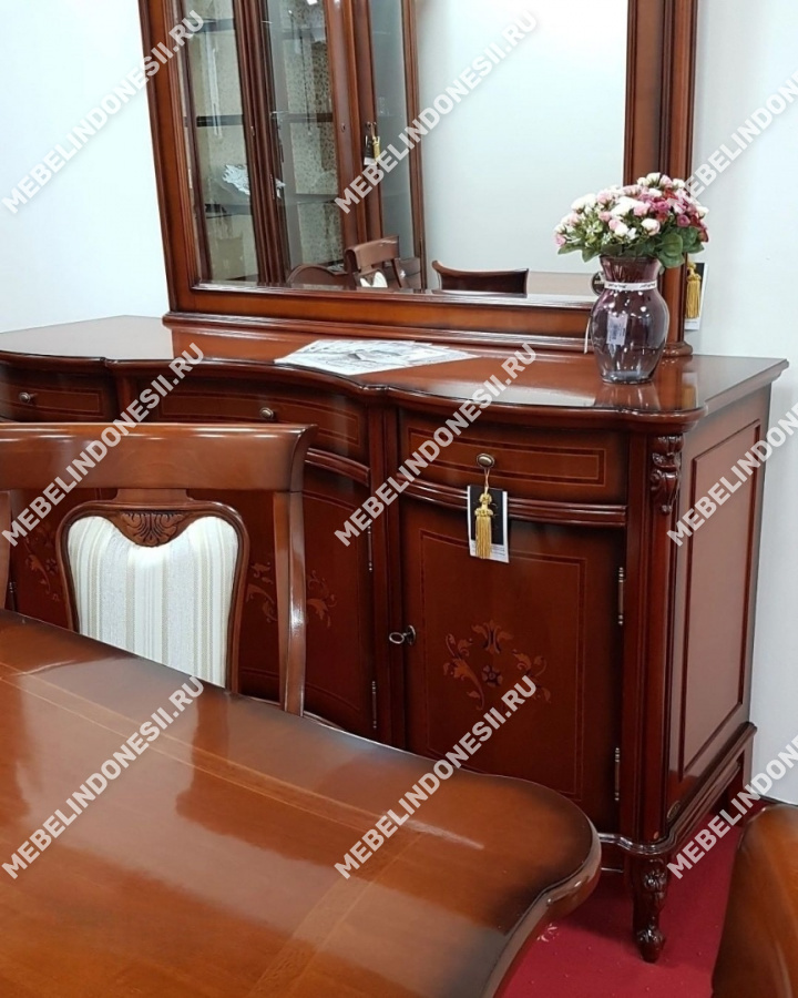 Буфет с зеркалом "Фирензе" Орех 802-803  купить в интернет магазине Мебель из массива. Звоните +7 495 961-63-63 Буфеты из массива дерева